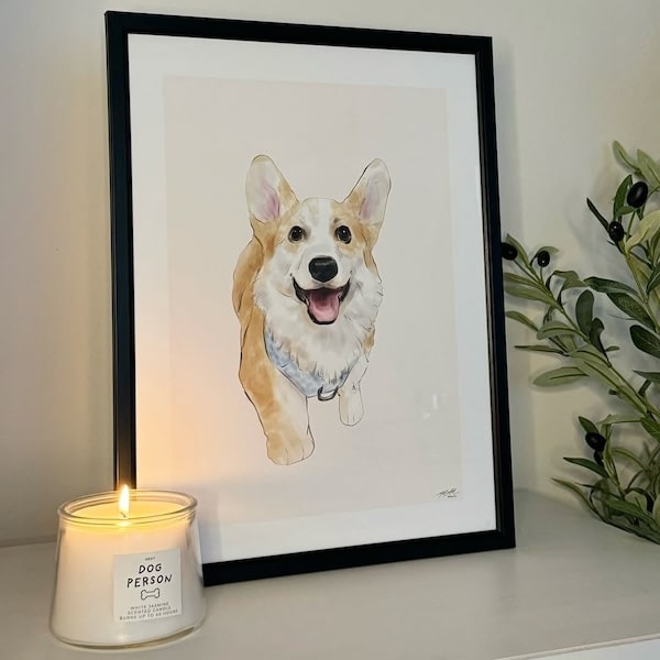 Colorful portrait of a corgi
